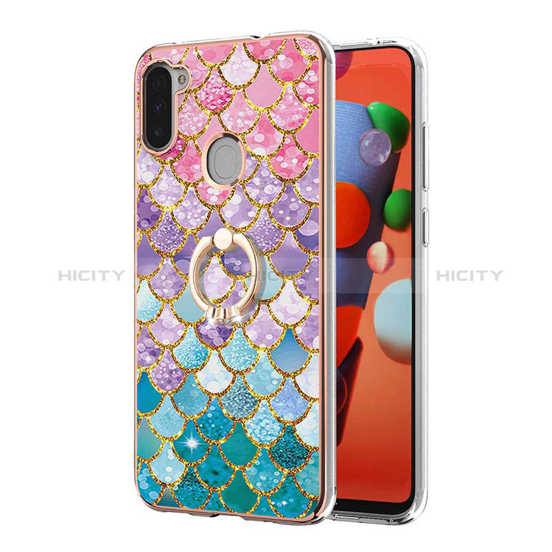 Coque Silicone Motif Fantaisie Souple Couleur Unie Etui Housse avec Support Bague Anneau Y03B pour Samsung Galaxy A11 Plus