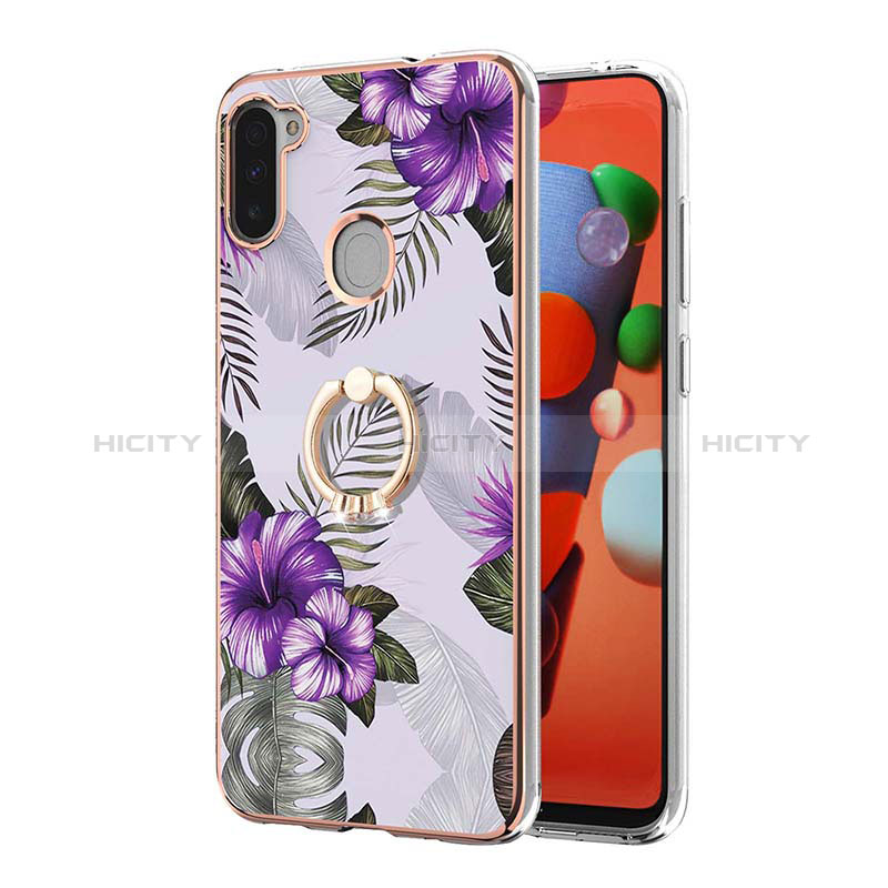 Coque Silicone Motif Fantaisie Souple Couleur Unie Etui Housse avec Support Bague Anneau Y03B pour Samsung Galaxy A11 Plus