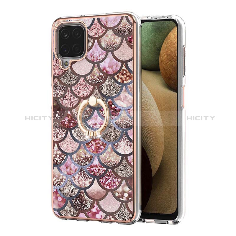 Coque Silicone Motif Fantaisie Souple Couleur Unie Etui Housse avec Support Bague Anneau Y03B pour Samsung Galaxy A12 Nacho Plus