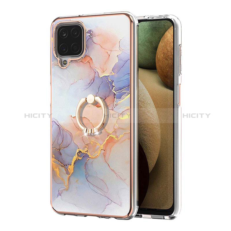 Coque Silicone Motif Fantaisie Souple Couleur Unie Etui Housse avec Support Bague Anneau Y03B pour Samsung Galaxy A12 Nacho Plus