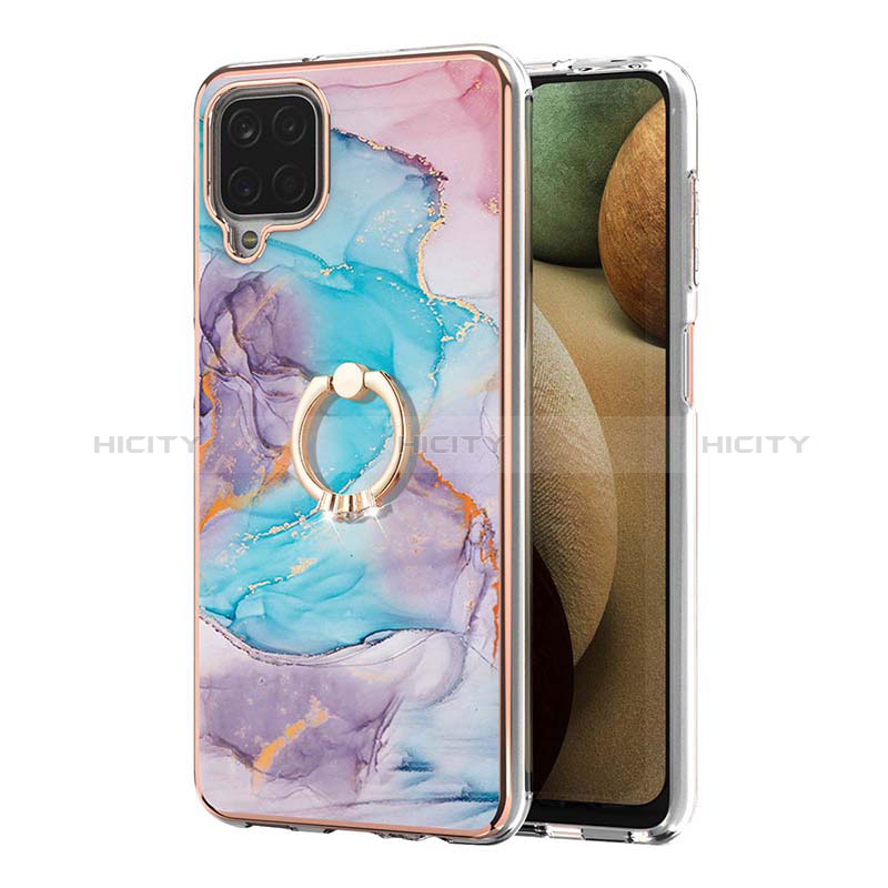 Coque Silicone Motif Fantaisie Souple Couleur Unie Etui Housse avec Support Bague Anneau Y03B pour Samsung Galaxy A12 Nacho Plus