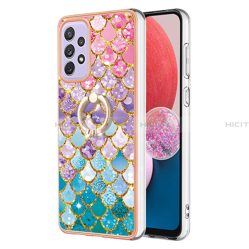 Coque Silicone Motif Fantaisie Souple Couleur Unie Etui Housse avec Support Bague Anneau Y03B pour Samsung Galaxy A13 4G Colorful Plus