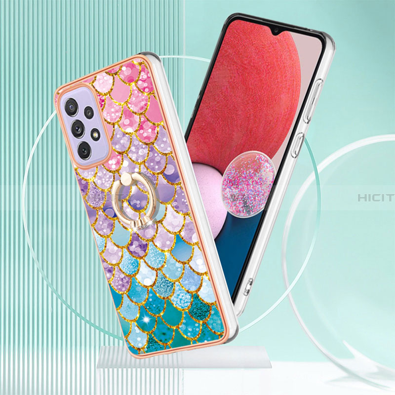 Coque Silicone Motif Fantaisie Souple Couleur Unie Etui Housse avec Support Bague Anneau Y03B pour Samsung Galaxy A13 4G Plus