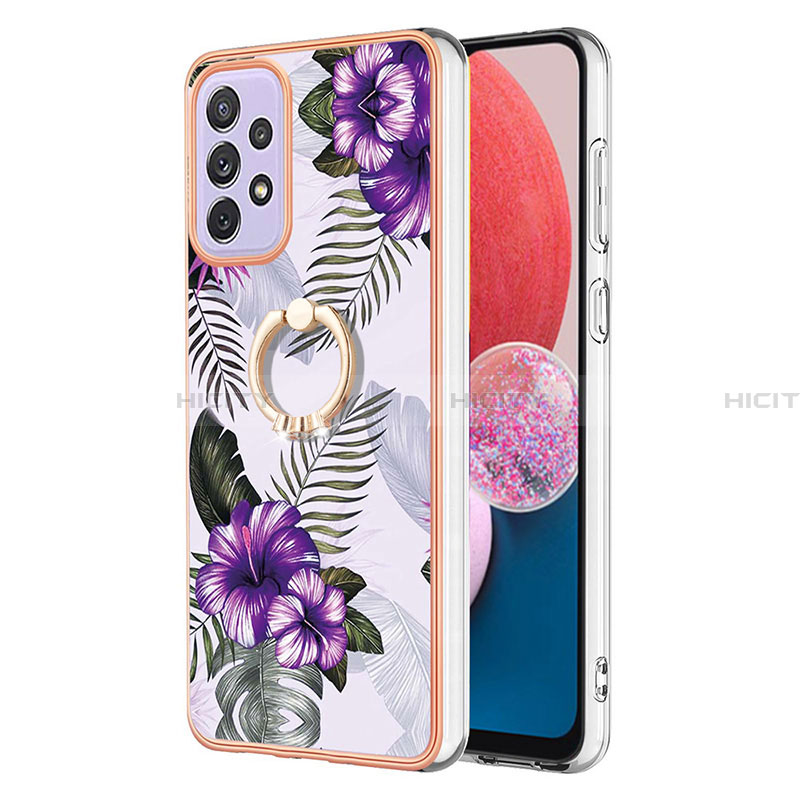 Coque Silicone Motif Fantaisie Souple Couleur Unie Etui Housse avec Support Bague Anneau Y03B pour Samsung Galaxy A13 4G Plus