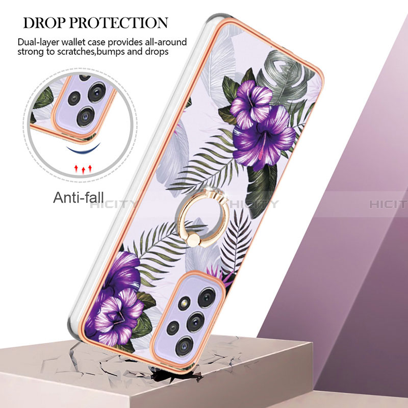 Coque Silicone Motif Fantaisie Souple Couleur Unie Etui Housse avec Support Bague Anneau Y03B pour Samsung Galaxy A13 4G Plus