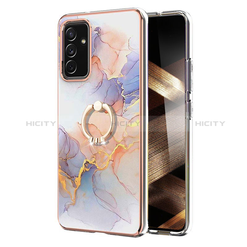 Coque Silicone Motif Fantaisie Souple Couleur Unie Etui Housse avec Support Bague Anneau Y03B pour Samsung Galaxy A15 4G Plus