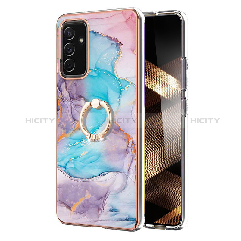 Coque Silicone Motif Fantaisie Souple Couleur Unie Etui Housse avec Support Bague Anneau Y03B pour Samsung Galaxy A15 4G Plus