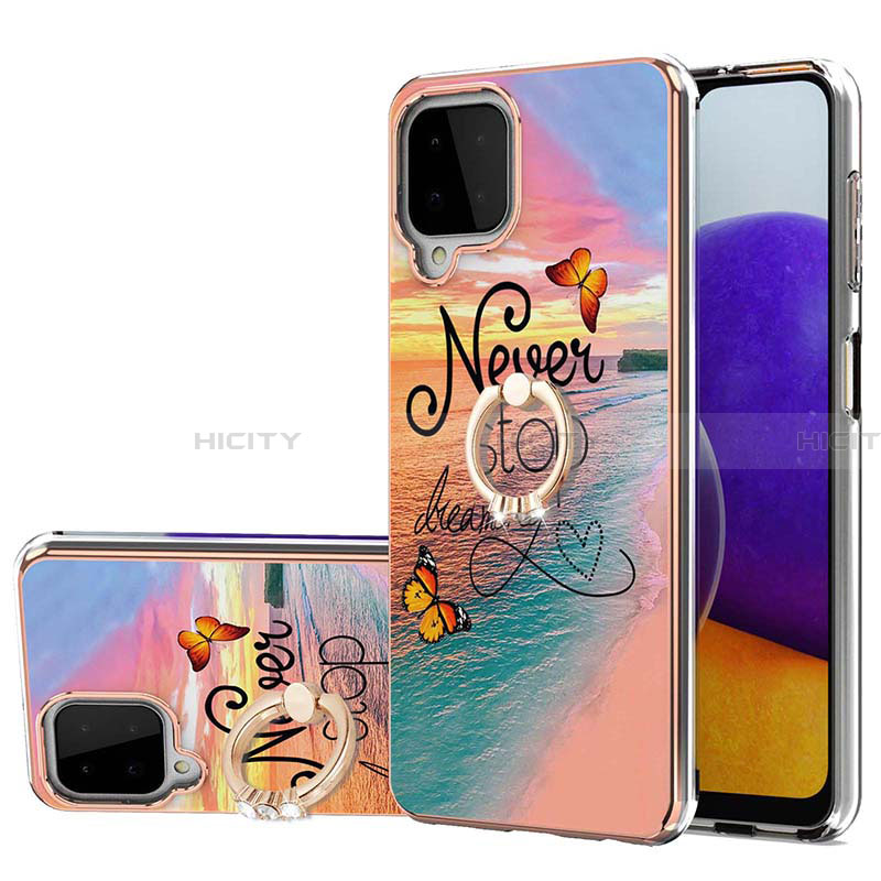 Coque Silicone Motif Fantaisie Souple Couleur Unie Etui Housse avec Support Bague Anneau Y03B pour Samsung Galaxy A22 4G Mixte Plus