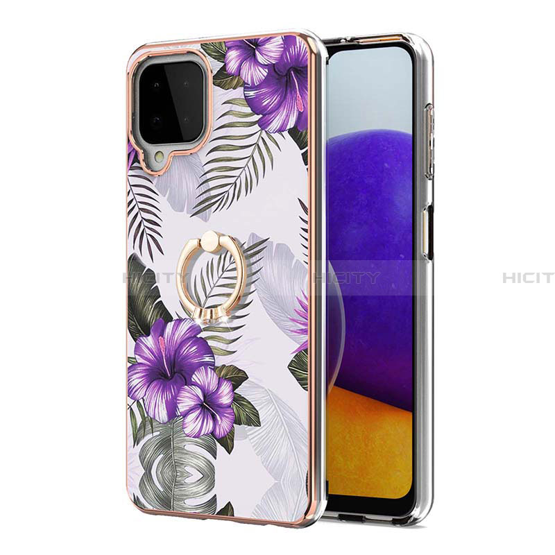 Coque Silicone Motif Fantaisie Souple Couleur Unie Etui Housse avec Support Bague Anneau Y03B pour Samsung Galaxy A22 4G Plus