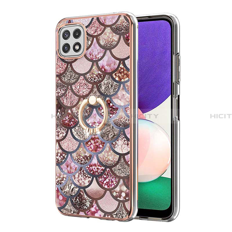 Coque Silicone Motif Fantaisie Souple Couleur Unie Etui Housse avec Support Bague Anneau Y03B pour Samsung Galaxy A22 5G Plus