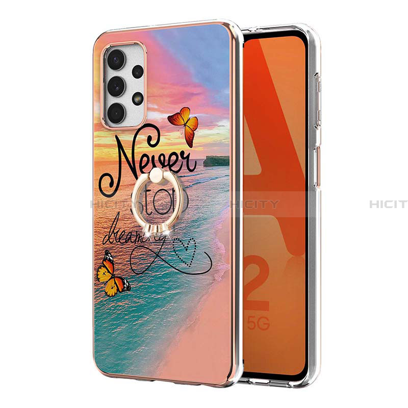 Coque Silicone Motif Fantaisie Souple Couleur Unie Etui Housse avec Support Bague Anneau Y03B pour Samsung Galaxy A23 4G Plus