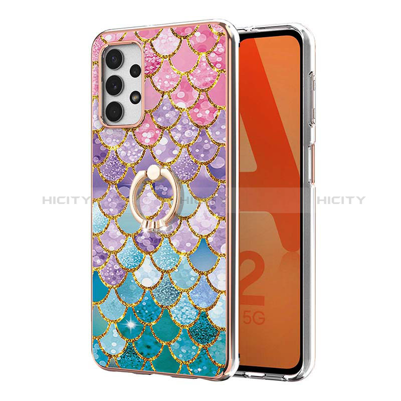 Coque Silicone Motif Fantaisie Souple Couleur Unie Etui Housse avec Support Bague Anneau Y03B pour Samsung Galaxy A23 5G Plus