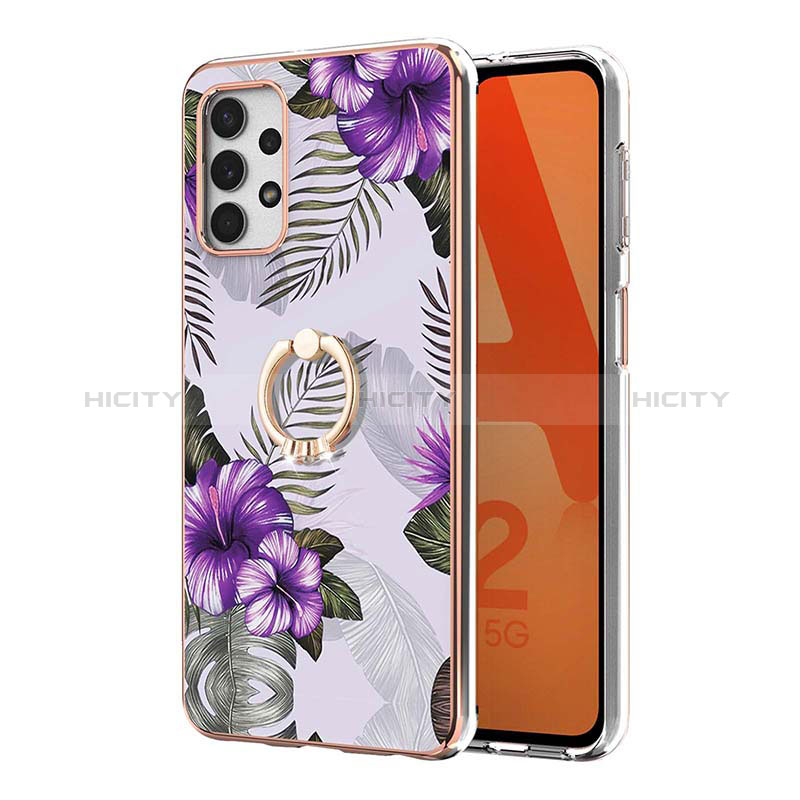 Coque Silicone Motif Fantaisie Souple Couleur Unie Etui Housse avec Support Bague Anneau Y03B pour Samsung Galaxy A23 5G Plus