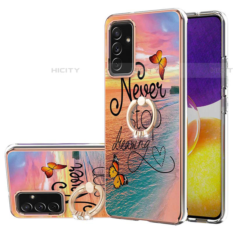 Coque Silicone Motif Fantaisie Souple Couleur Unie Etui Housse avec Support Bague Anneau Y03B pour Samsung Galaxy A34 5G Mixte Plus