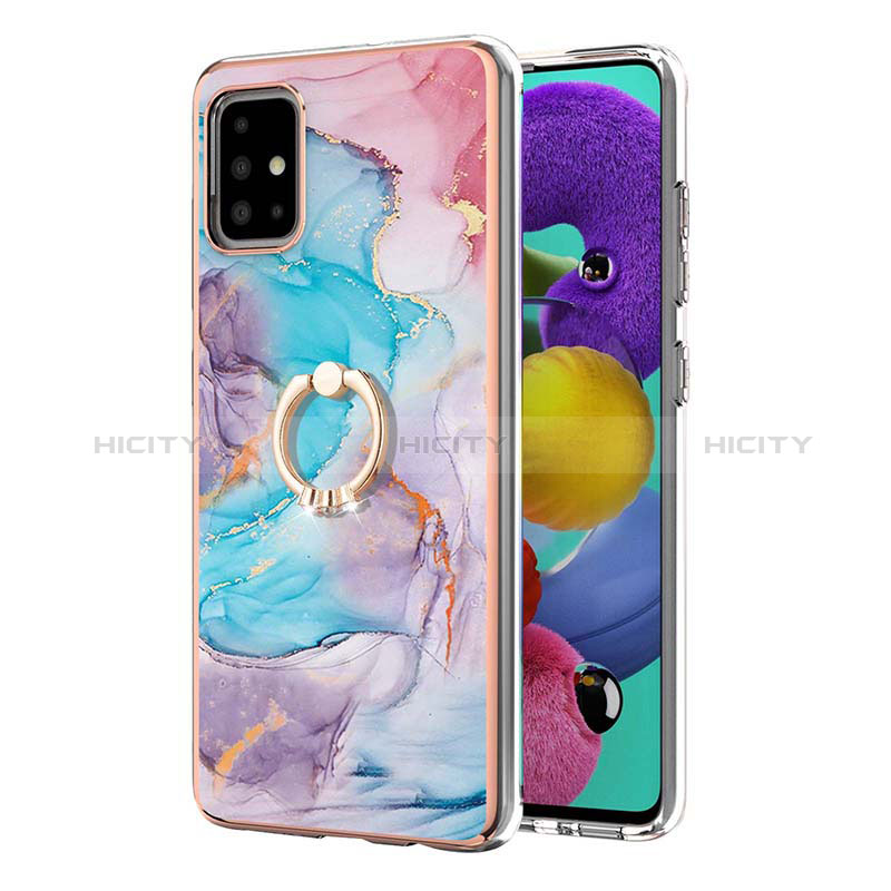 Coque Silicone Motif Fantaisie Souple Couleur Unie Etui Housse avec Support Bague Anneau Y03B pour Samsung Galaxy A51 4G Plus