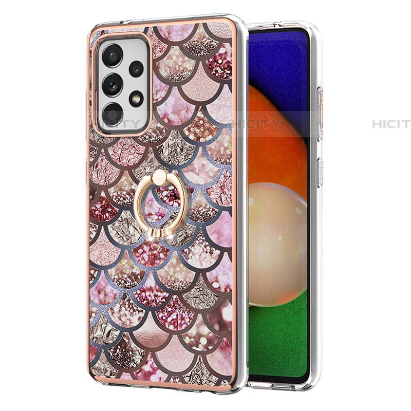 Coque Silicone Motif Fantaisie Souple Couleur Unie Etui Housse avec Support Bague Anneau Y03B pour Samsung Galaxy A52 4G Plus