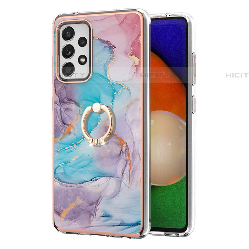 Coque Silicone Motif Fantaisie Souple Couleur Unie Etui Housse avec Support Bague Anneau Y03B pour Samsung Galaxy A52 4G Plus