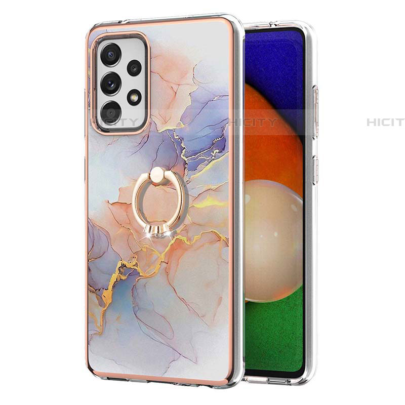 Coque Silicone Motif Fantaisie Souple Couleur Unie Etui Housse avec Support Bague Anneau Y03B pour Samsung Galaxy A52 5G Plus