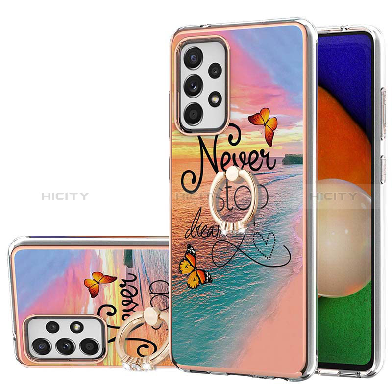 Coque Silicone Motif Fantaisie Souple Couleur Unie Etui Housse avec Support Bague Anneau Y03B pour Samsung Galaxy A52s 5G Mixte Plus