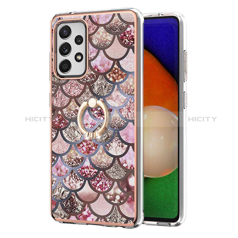 Coque Silicone Motif Fantaisie Souple Couleur Unie Etui Housse avec Support Bague Anneau Y03B pour Samsung Galaxy A52s 5G Plus