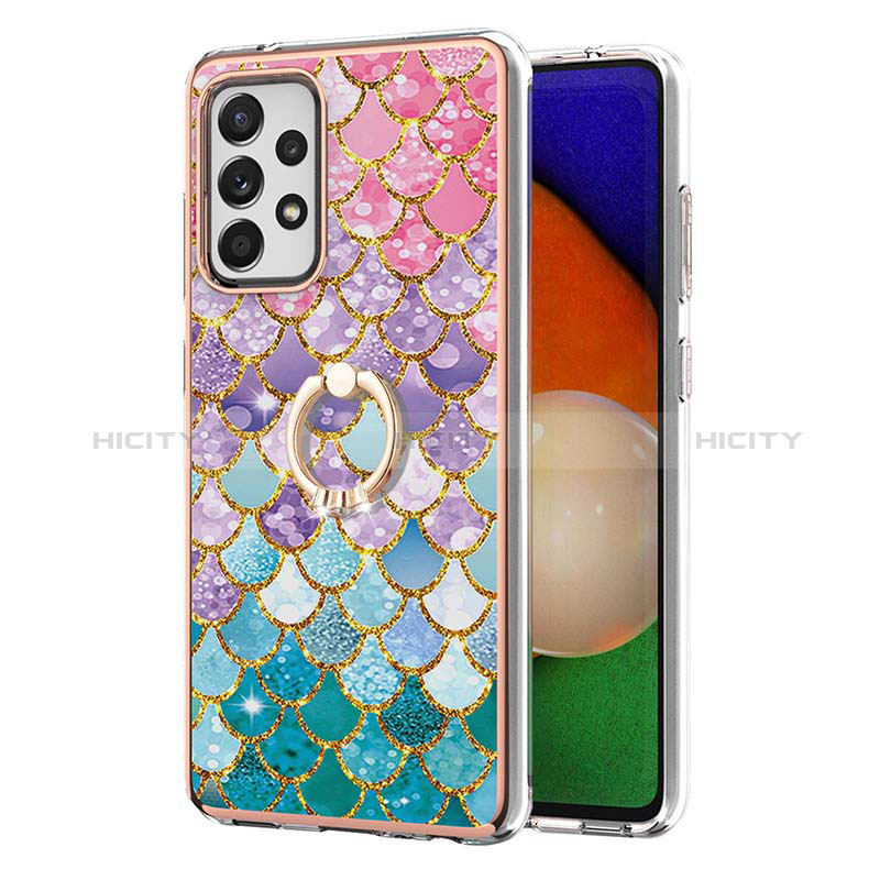 Coque Silicone Motif Fantaisie Souple Couleur Unie Etui Housse avec Support Bague Anneau Y03B pour Samsung Galaxy A52s 5G Plus