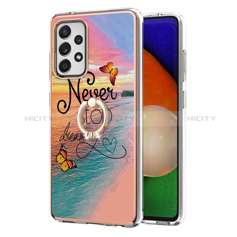 Coque Silicone Motif Fantaisie Souple Couleur Unie Etui Housse avec Support Bague Anneau Y03B pour Samsung Galaxy A52s 5G Plus