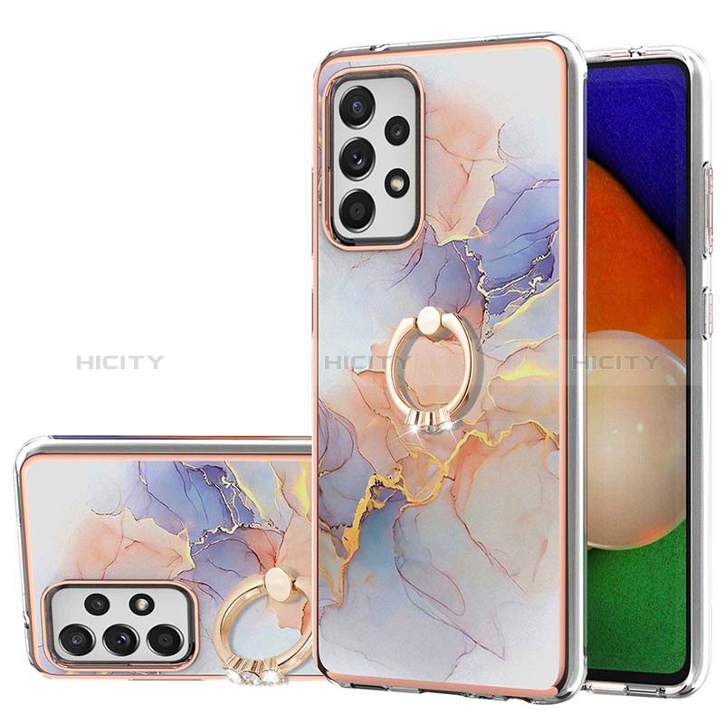 Coque Silicone Motif Fantaisie Souple Couleur Unie Etui Housse avec Support Bague Anneau Y03B pour Samsung Galaxy A52s 5G Violet Clair Plus