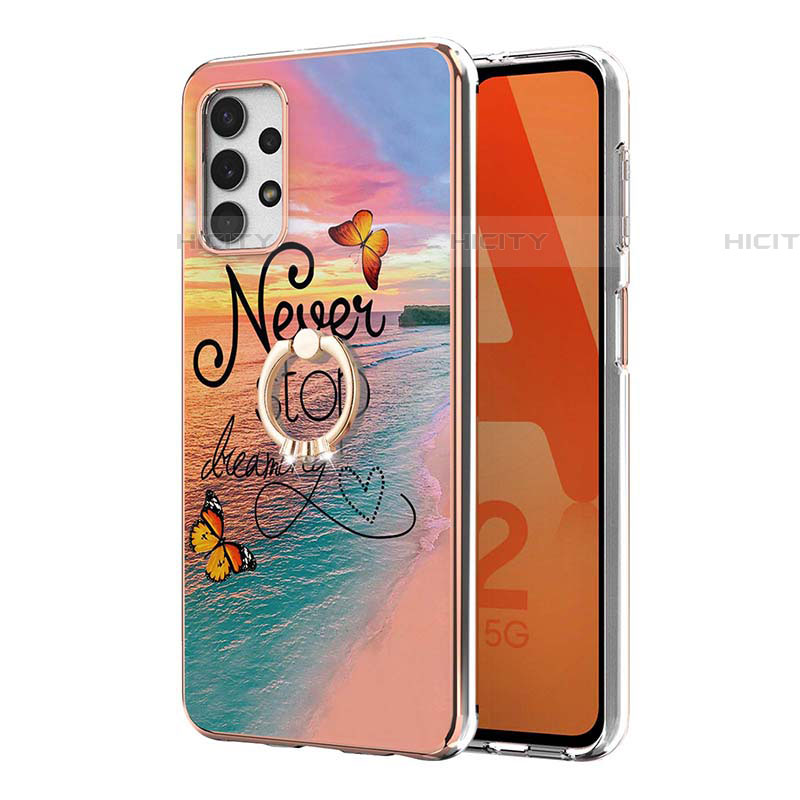 Coque Silicone Motif Fantaisie Souple Couleur Unie Etui Housse avec Support Bague Anneau Y03B pour Samsung Galaxy A53 5G Plus