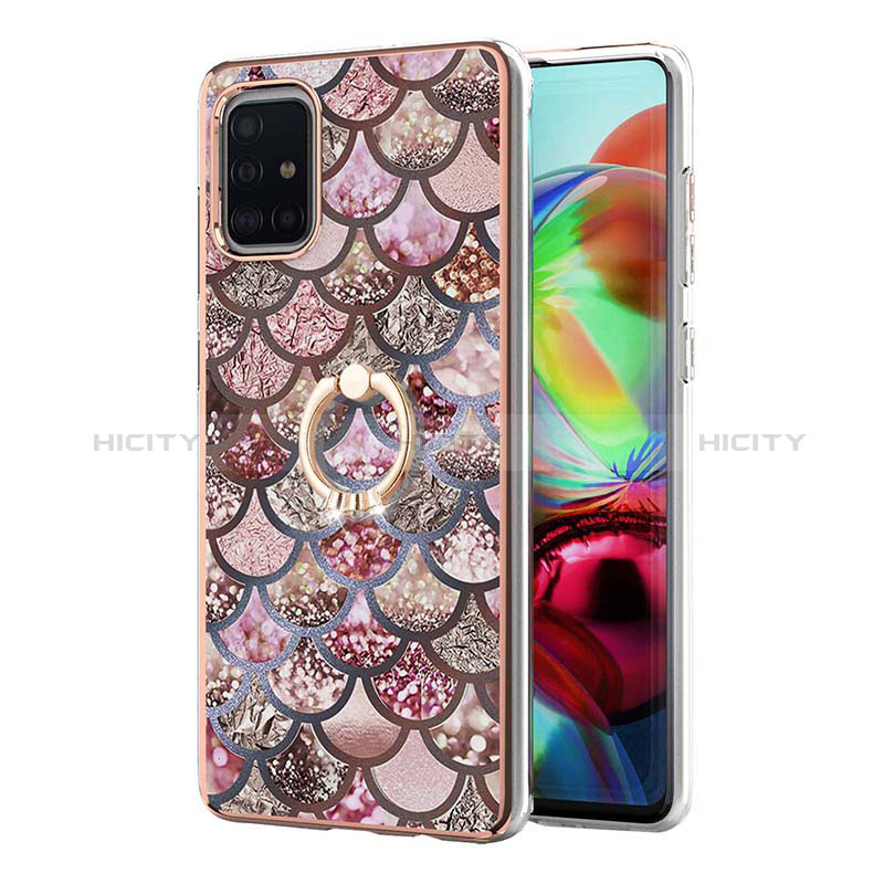 Coque Silicone Motif Fantaisie Souple Couleur Unie Etui Housse avec Support Bague Anneau Y03B pour Samsung Galaxy A71 5G Plus