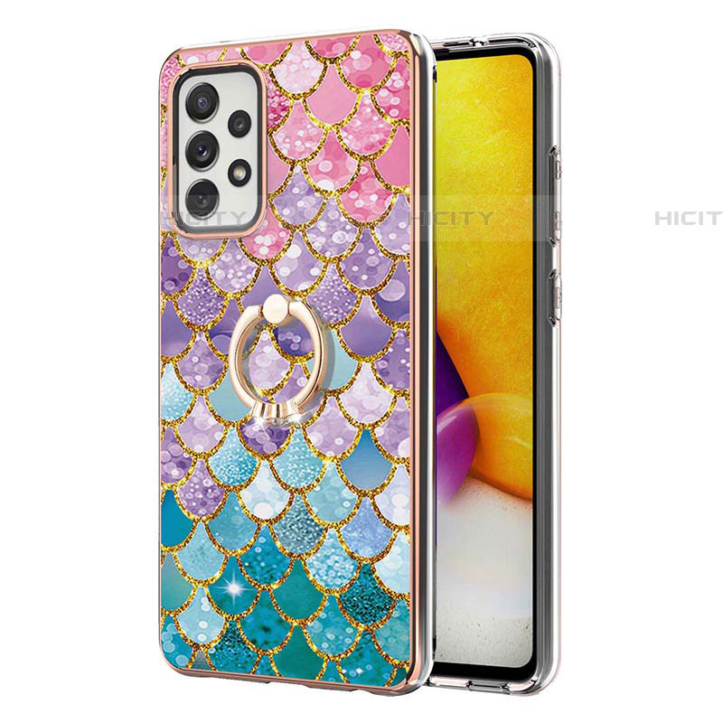 Coque Silicone Motif Fantaisie Souple Couleur Unie Etui Housse avec Support Bague Anneau Y03B pour Samsung Galaxy A72 4G Plus