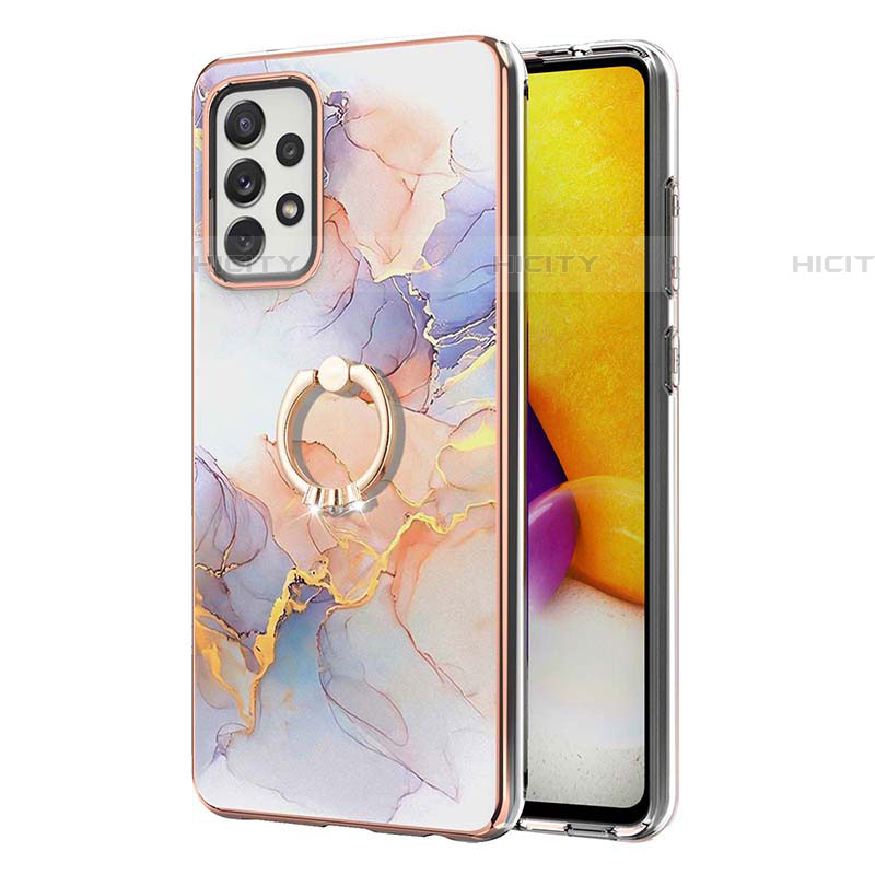 Coque Silicone Motif Fantaisie Souple Couleur Unie Etui Housse avec Support Bague Anneau Y03B pour Samsung Galaxy A72 4G Plus