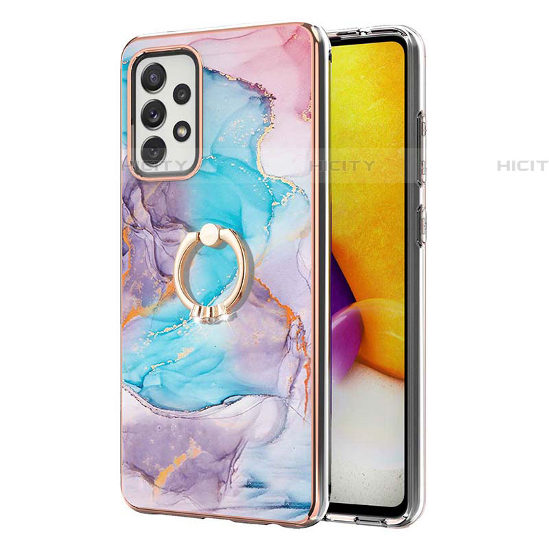 Coque Silicone Motif Fantaisie Souple Couleur Unie Etui Housse avec Support Bague Anneau Y03B pour Samsung Galaxy A72 5G Plus