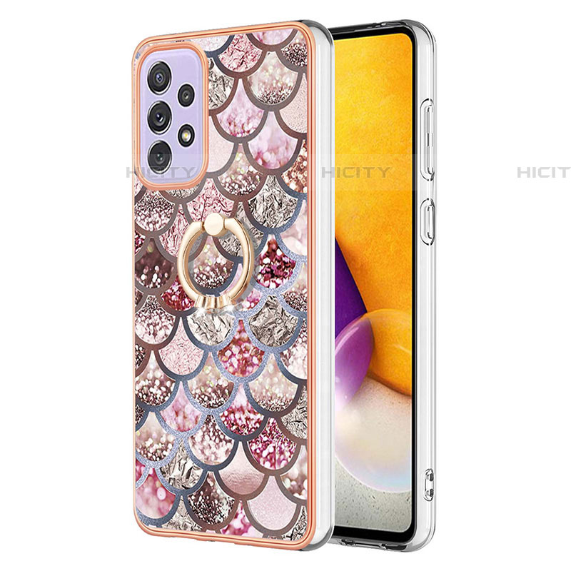 Coque Silicone Motif Fantaisie Souple Couleur Unie Etui Housse avec Support Bague Anneau Y03B pour Samsung Galaxy A73 5G Plus