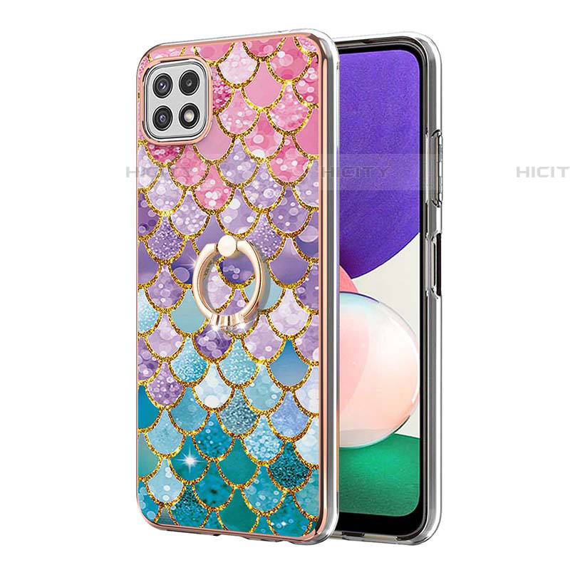 Coque Silicone Motif Fantaisie Souple Couleur Unie Etui Housse avec Support Bague Anneau Y03B pour Samsung Galaxy F42 5G Plus