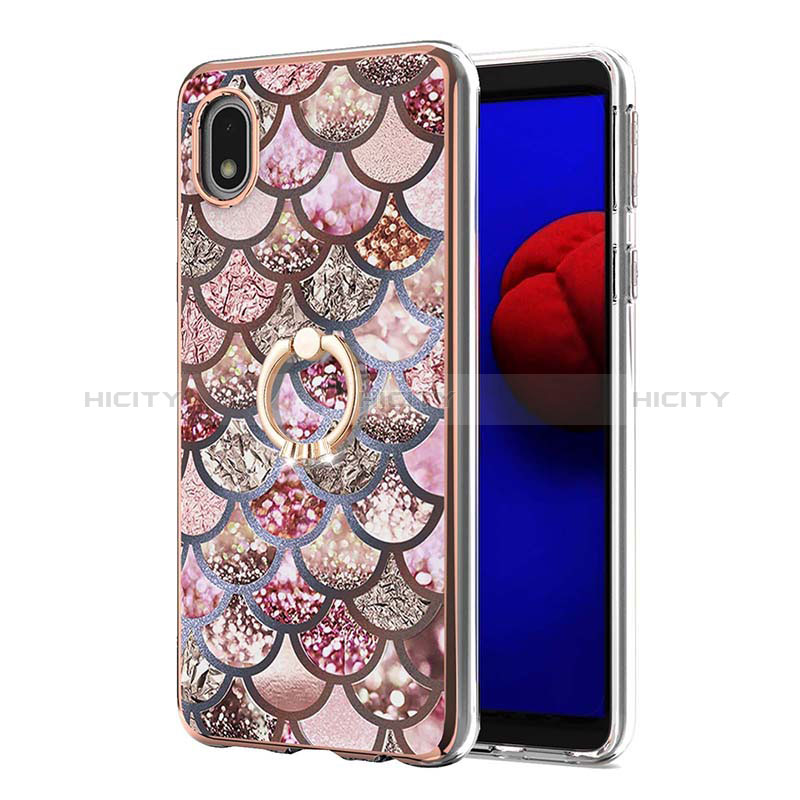 Coque Silicone Motif Fantaisie Souple Couleur Unie Etui Housse avec Support Bague Anneau Y03B pour Samsung Galaxy M01 Core Plus