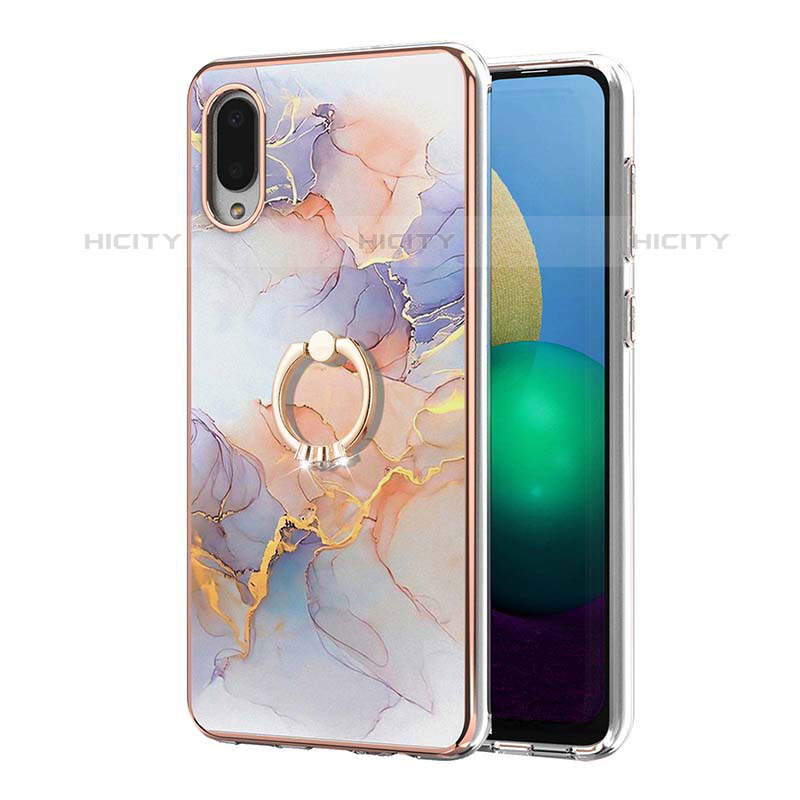 Coque Silicone Motif Fantaisie Souple Couleur Unie Etui Housse avec Support Bague Anneau Y03B pour Samsung Galaxy M02 Plus