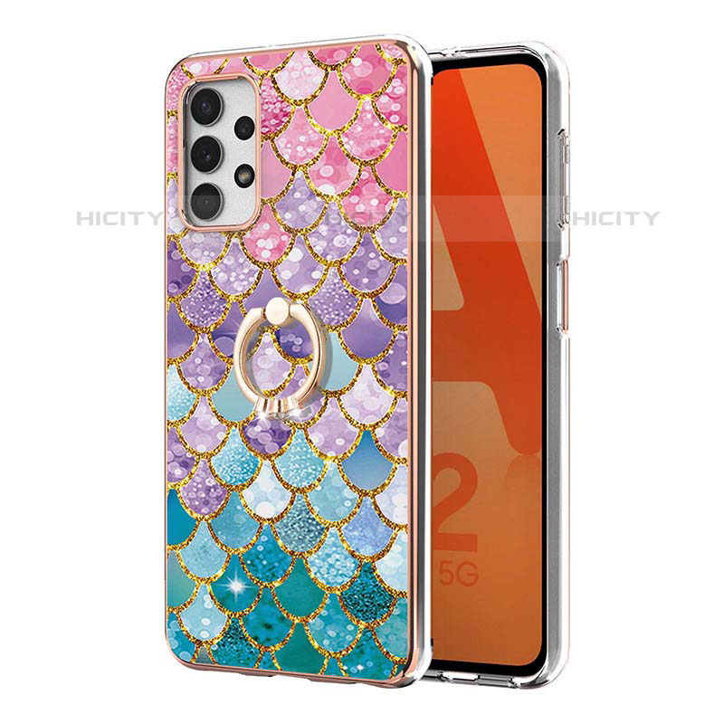 Coque Silicone Motif Fantaisie Souple Couleur Unie Etui Housse avec Support Bague Anneau Y03B pour Samsung Galaxy M32 5G Plus