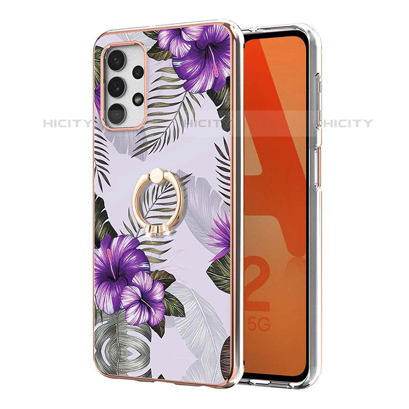 Coque Silicone Motif Fantaisie Souple Couleur Unie Etui Housse avec Support Bague Anneau Y03B pour Samsung Galaxy M32 5G Plus