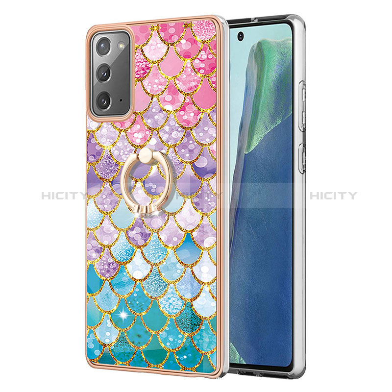 Coque Silicone Motif Fantaisie Souple Couleur Unie Etui Housse avec Support Bague Anneau Y03B pour Samsung Galaxy Note 20 5G Colorful Plus