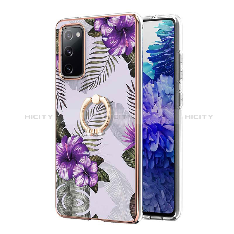 Coque Silicone Motif Fantaisie Souple Couleur Unie Etui Housse avec Support Bague Anneau Y03B pour Samsung Galaxy S20 FE (2022) 5G Plus