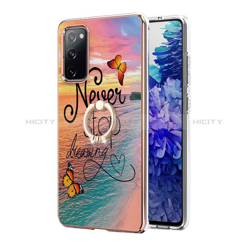 Coque Silicone Motif Fantaisie Souple Couleur Unie Etui Housse avec Support Bague Anneau Y03B pour Samsung Galaxy S20 FE 4G Plus