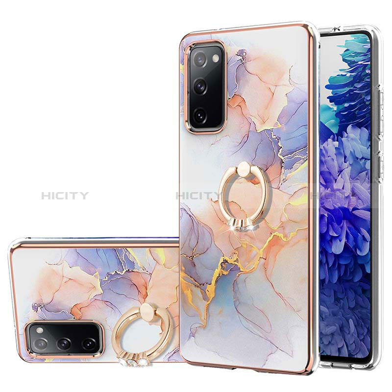 Coque Silicone Motif Fantaisie Souple Couleur Unie Etui Housse avec Support Bague Anneau Y03B pour Samsung Galaxy S20 Lite 5G Violet Clair Plus