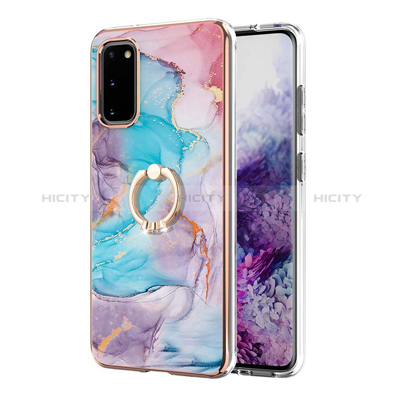 Coque Silicone Motif Fantaisie Souple Couleur Unie Etui Housse avec Support Bague Anneau Y03B pour Samsung Galaxy S20 Plus