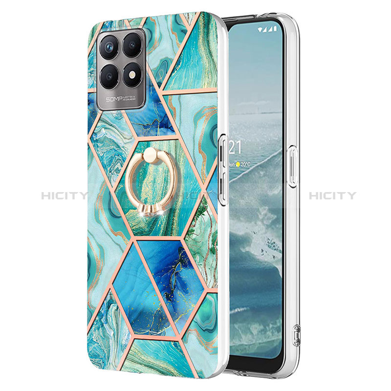 Coque Silicone Motif Fantaisie Souple Couleur Unie Etui Housse avec Support Bague Anneau Y04B pour Realme Narzo 50 4G Plus