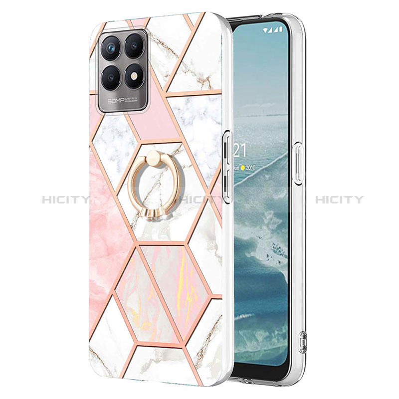 Coque Silicone Motif Fantaisie Souple Couleur Unie Etui Housse avec Support Bague Anneau Y04B pour Realme Narzo 50 4G Plus