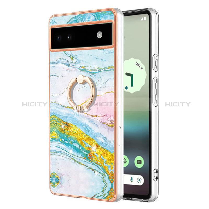 Coque Silicone Motif Fantaisie Souple Couleur Unie Etui Housse avec Support Bague Anneau Y05B pour Google Pixel 6a 5G Colorful Plus