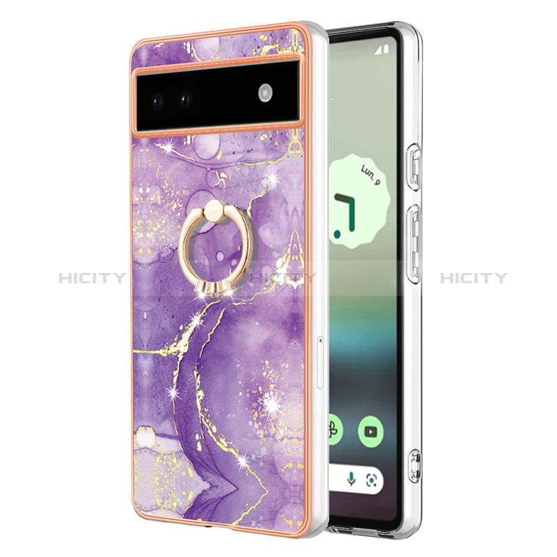 Coque Silicone Motif Fantaisie Souple Couleur Unie Etui Housse avec Support Bague Anneau Y05B pour Google Pixel 6a 5G Plus