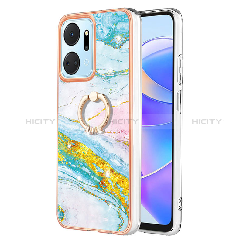 Coque Silicone Motif Fantaisie Souple Couleur Unie Etui Housse avec Support Bague Anneau Y05B pour Huawei Honor X7a Plus