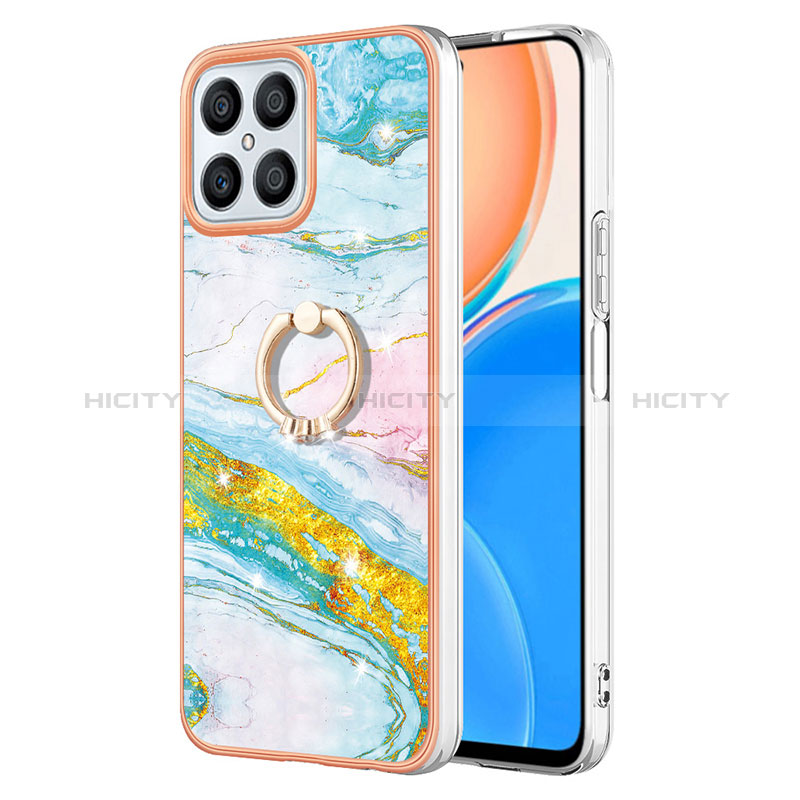 Coque Silicone Motif Fantaisie Souple Couleur Unie Etui Housse avec Support Bague Anneau Y05B pour Huawei Honor X8 4G Colorful Plus