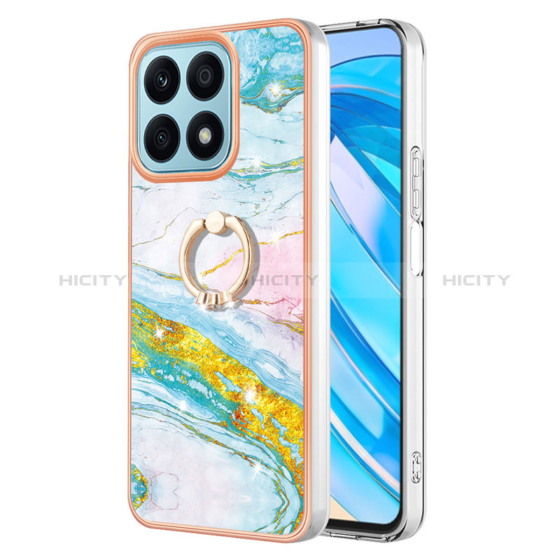 Coque Silicone Motif Fantaisie Souple Couleur Unie Etui Housse avec Support Bague Anneau Y05B pour Huawei Honor X8a 4G Colorful Plus